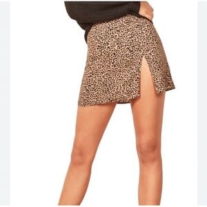 Reformation Margot Leopard Print Mini Skirt